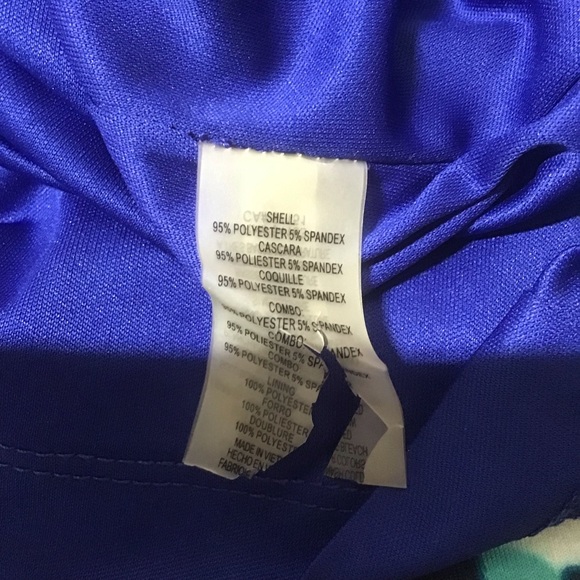 Vince Camuto Blue Green Black Floral Print Sleeveless Fit & Flare Dress, Size 10 - Picture 8 of 12